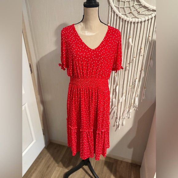 Siren Lily Dresses & Skirts - Siren Lily Red Polka Dot Midi Dress